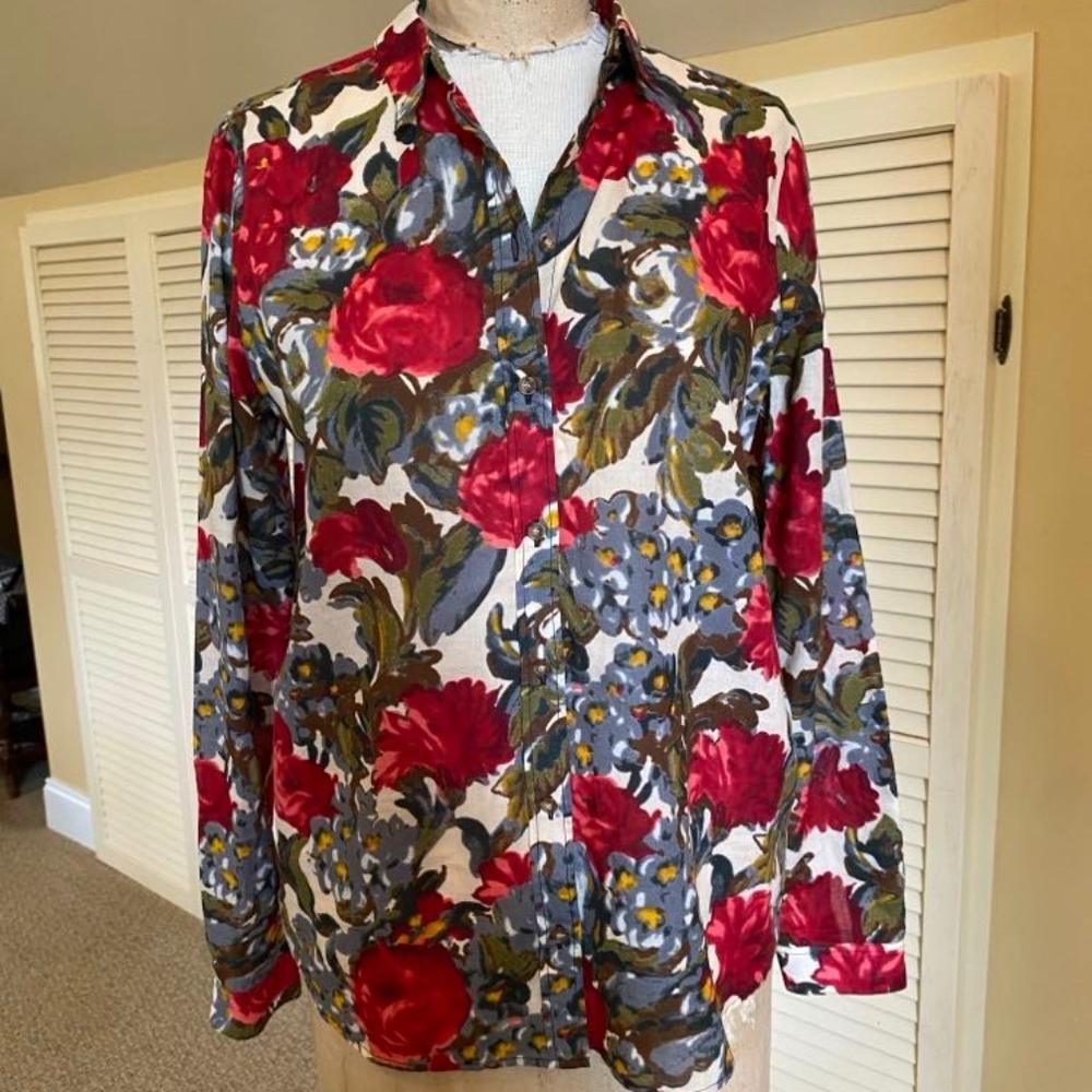 Rare NWT Sezane Pierro Romantic Printed Flowers Roses Button Down Shirt …